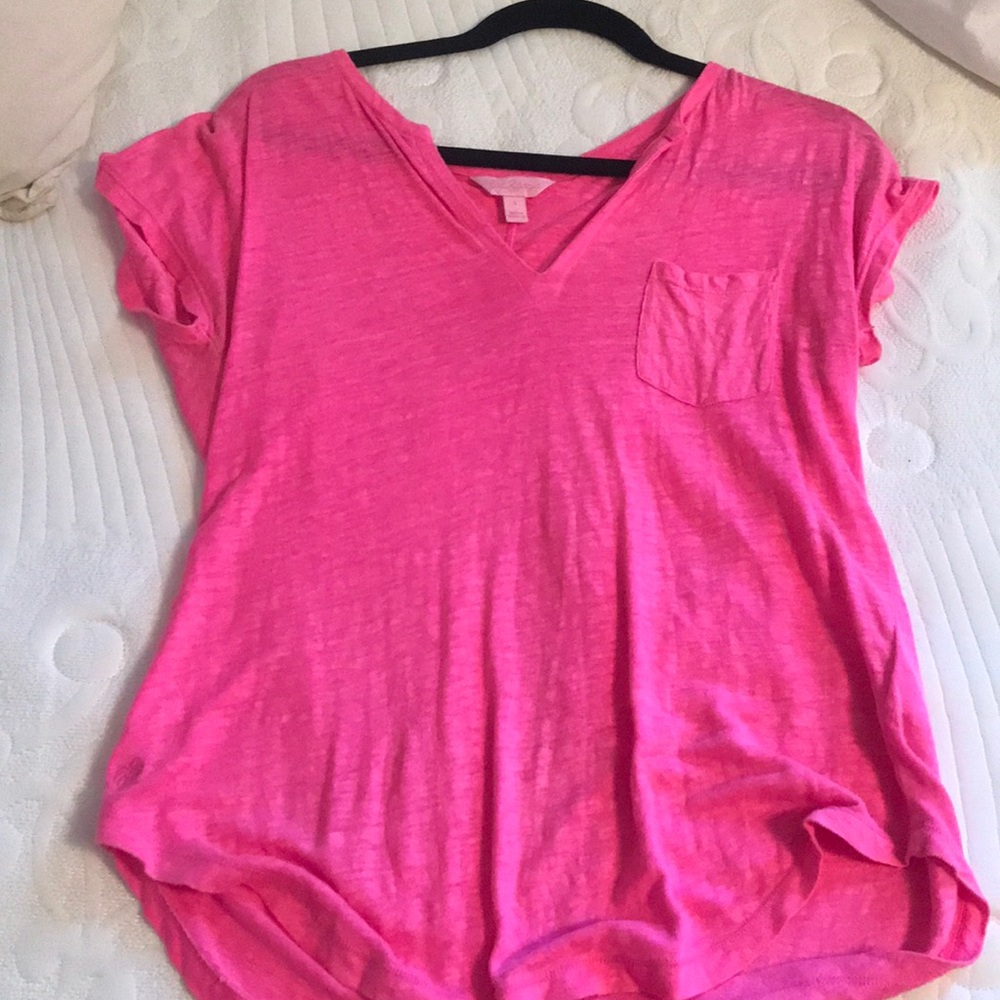 Lilly Pulitzer hot pink Duvall top